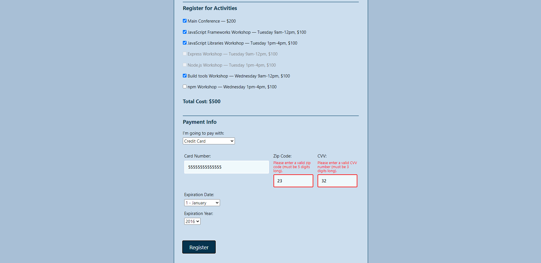 project example - form