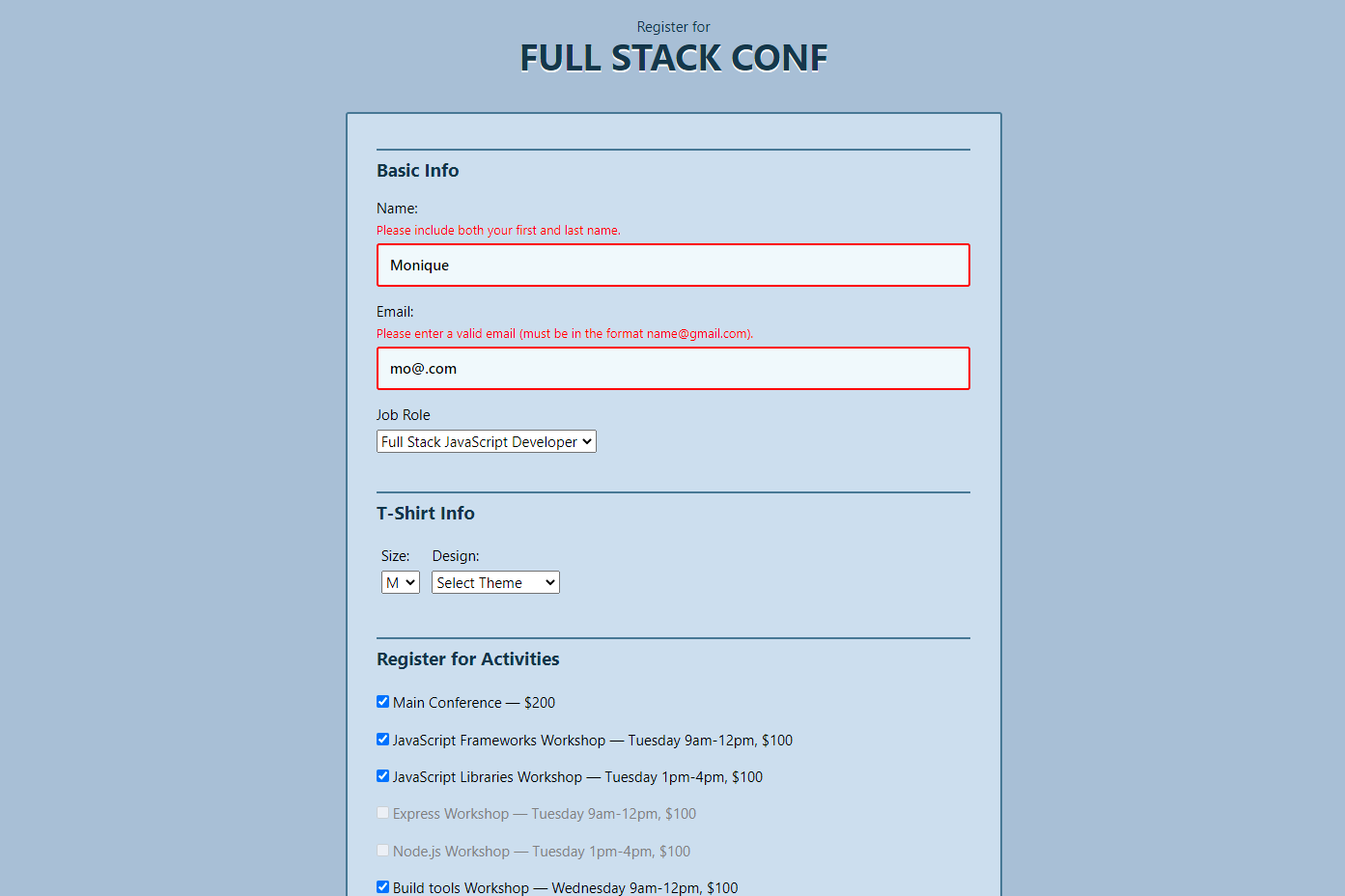 project example - form