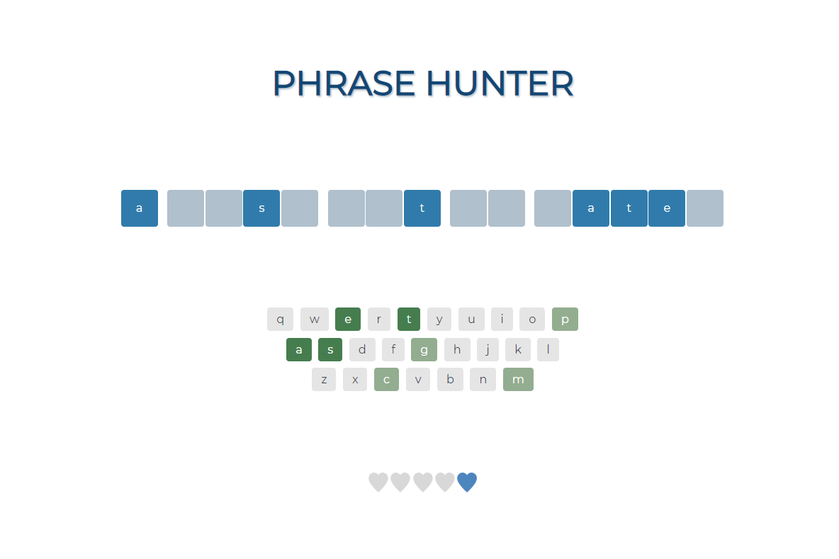 project example - phrase game